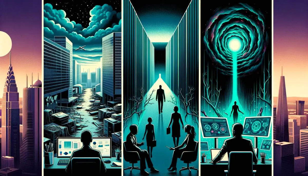 Hero-Image: Drei Szenarien für die Arbeitswelt 2030 — Krise, Horror, Überfluss